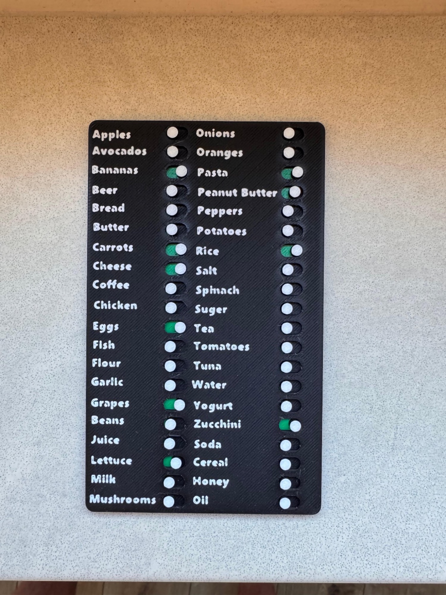 Liste de courses coulissante