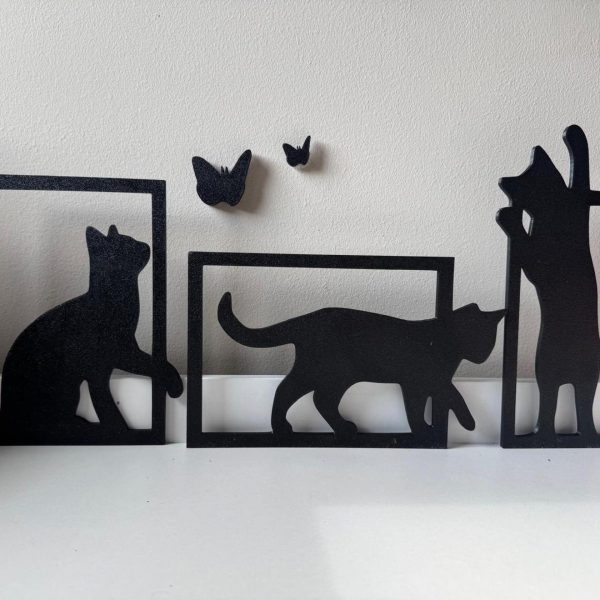 Chats & papillon — set mural (3 pièces) — vue 3 Chats & papillon — set mural (3 pièces) — vue 3