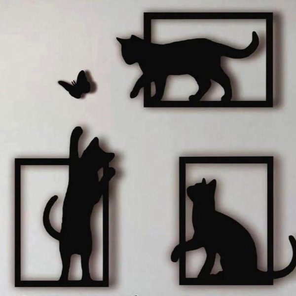 Chats & papillon — set mural (3 pièces) Chats & papillon — set mural (3 pièces)