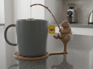 Capybara à la pêche — porte-sachet de thé