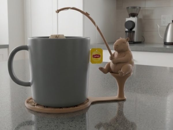 Capybara à la pêche — porte-sachet de thé