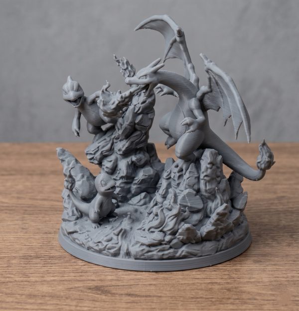 Diorama évolution Charizard — vue 2 Diorama évolution Charizard — vue 2