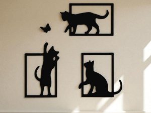 Chats & papillon — set mural (3 pièces) Chats & papillon — set mural (3 pièces) - impression 3D Formi